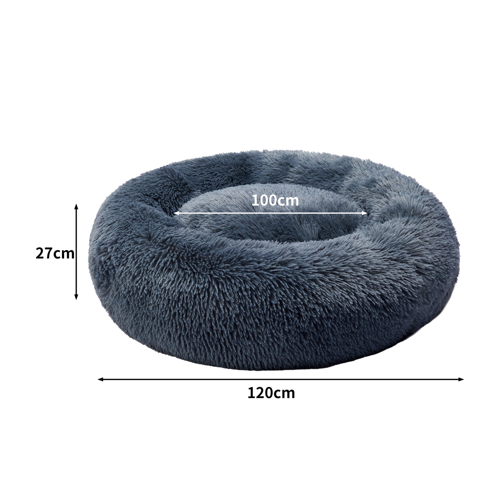 Pet Bed Cat Dog Donut Nest Calming Kennel Cave Deep Sleeping Dark Grey 3XL