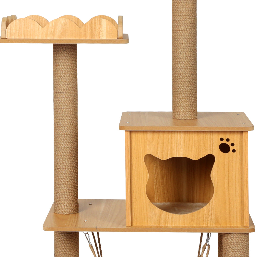 Cat Tree Scratching Post Scratcher Cats Tower Wood Condo Toys House 132cm