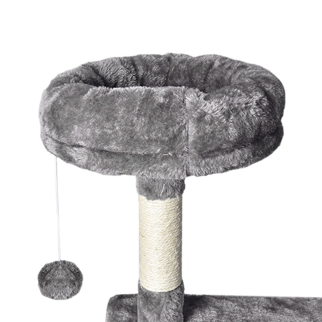 Cat Tree Toy Scratching Post Scratcher Tower Condo Wooden House Grey 130cm