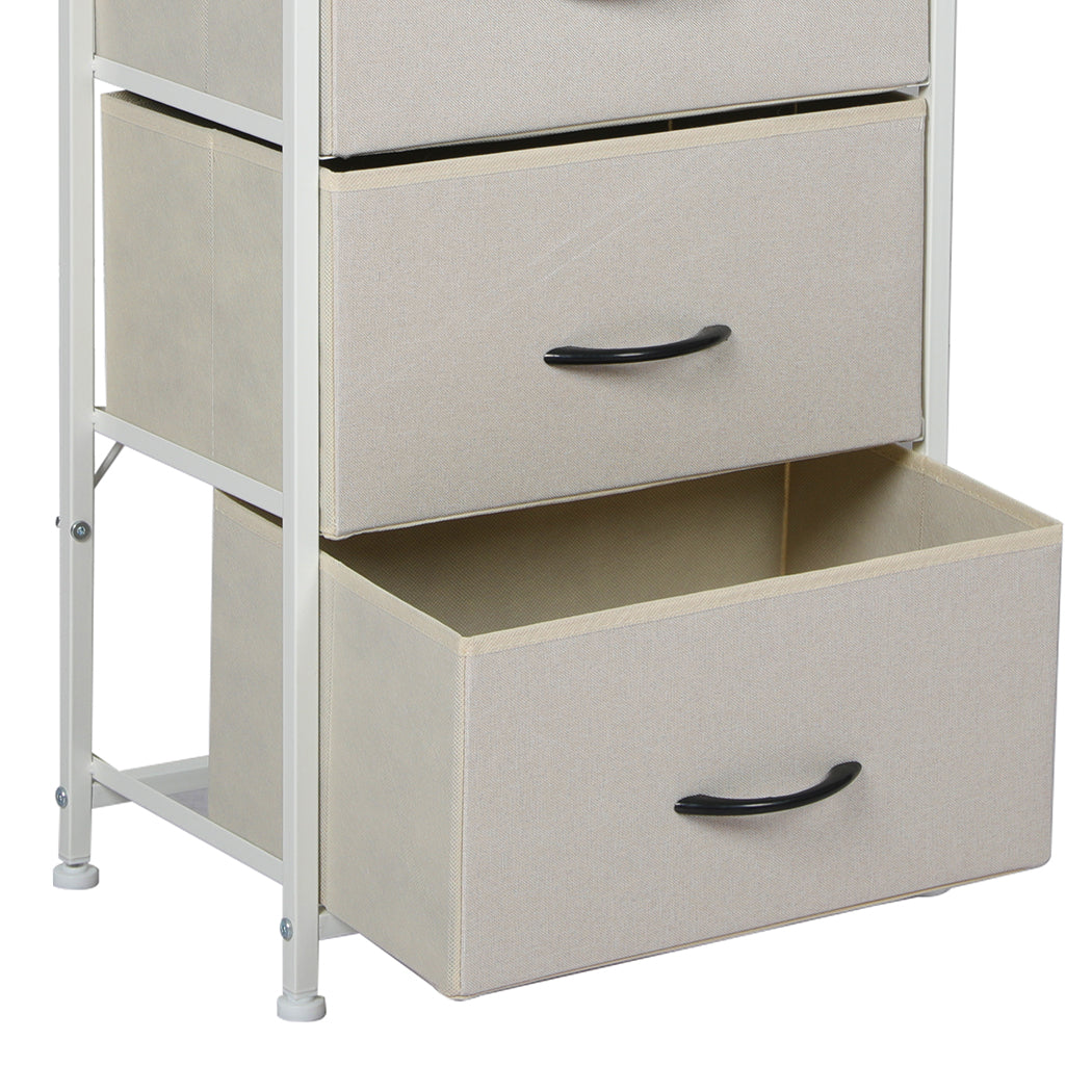 Storage Cabinet Tower Chest of Drawers Dresser Tallboy 4 Drawer Beige