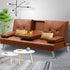 Adjustable Sofa Bed Lounge Futon Couch Leather Beds 3 Seater Cup Holder Recliner Brown