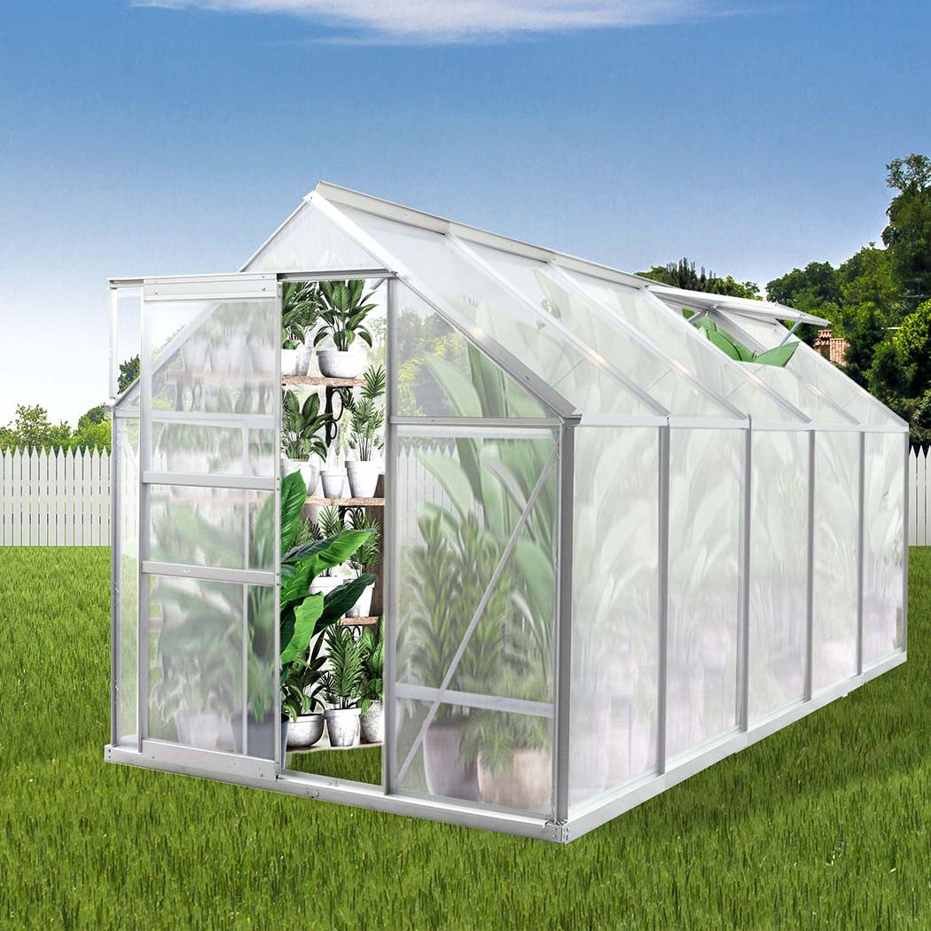 Greenhouse Aluminium Walk In Green House Garden Plant Shed PC 3.16x1.9x1.95