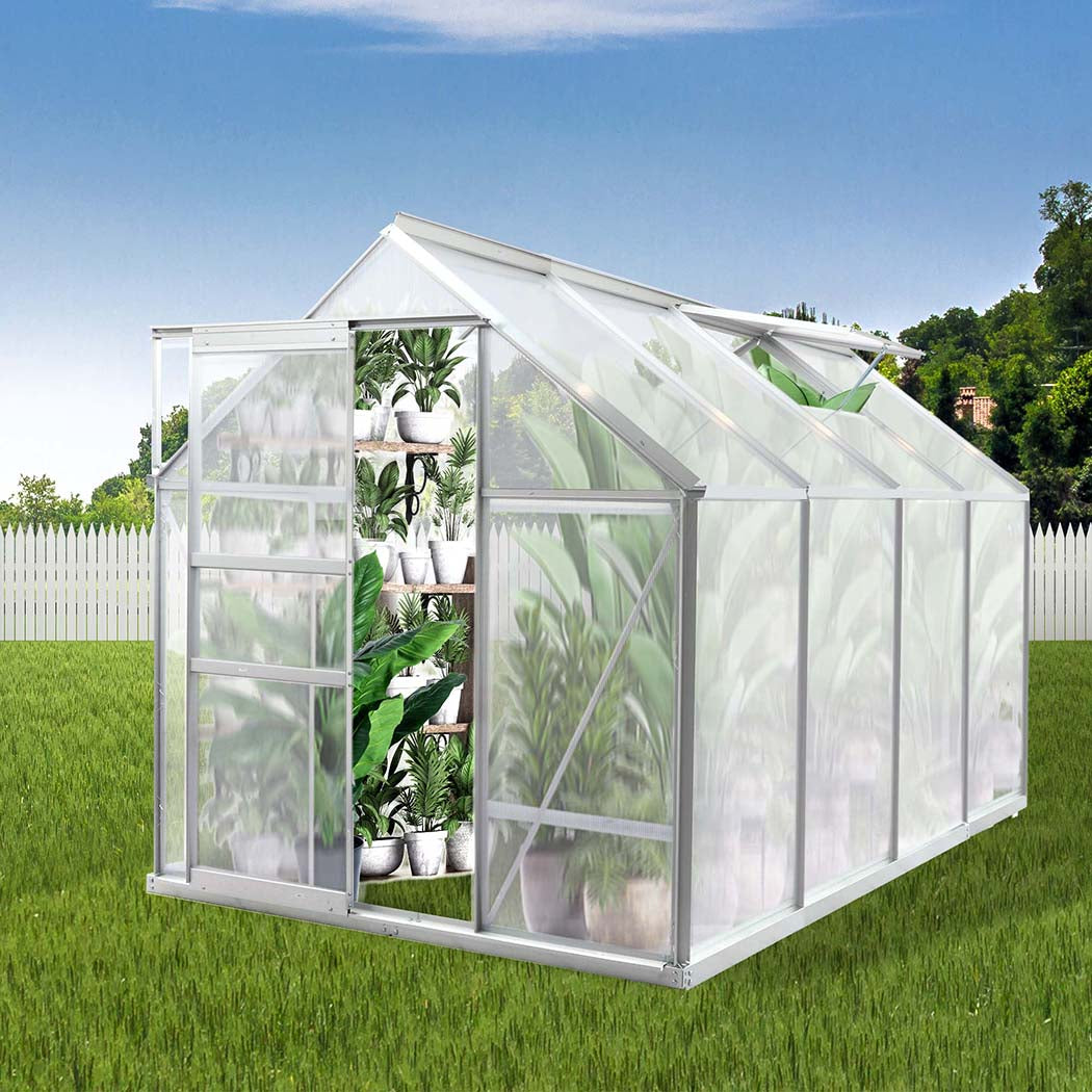 Greenhouse Aluminium Walk In Green House Garden Plant Shed PC 2.54x1.9x1.95