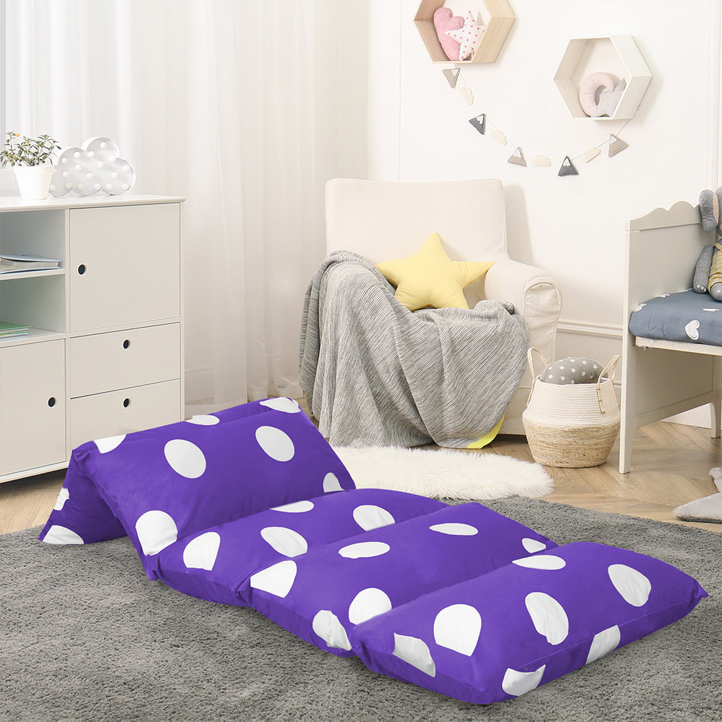 Foldable Mattress Kids Pillow Bed Cushion Sofa Chair Lazy Couch Purple M