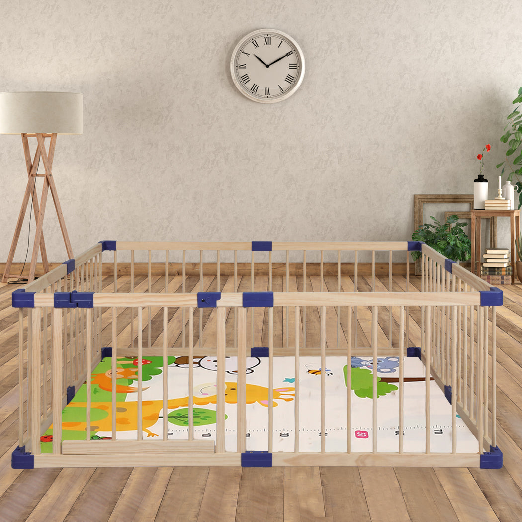 Kids Playpen Wooden Baby Safety Gate Fence Child Play Game Toy Security L