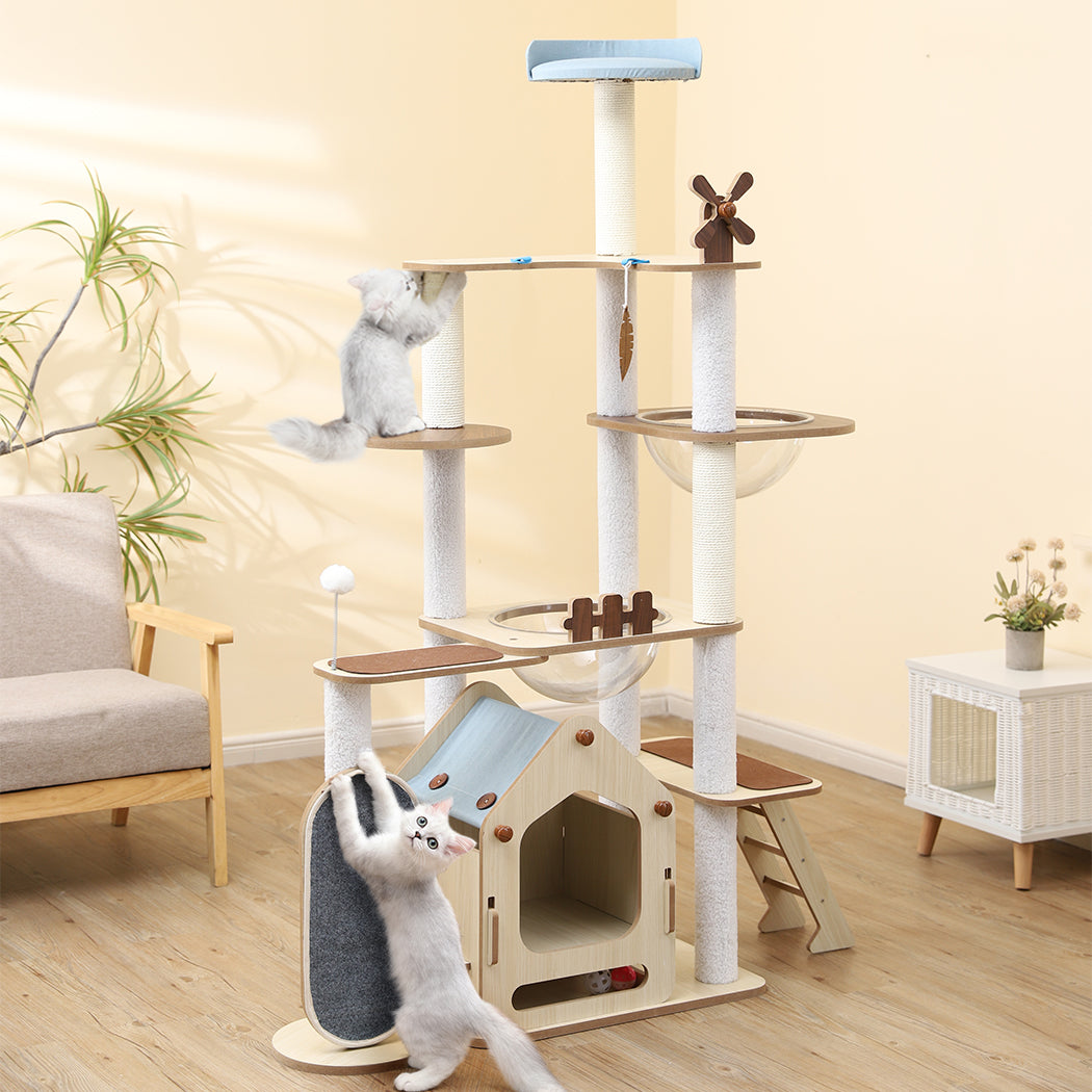 Cat Tree Scratching Post Scratcher Cats Tower Wood Condo Toys House 168cm