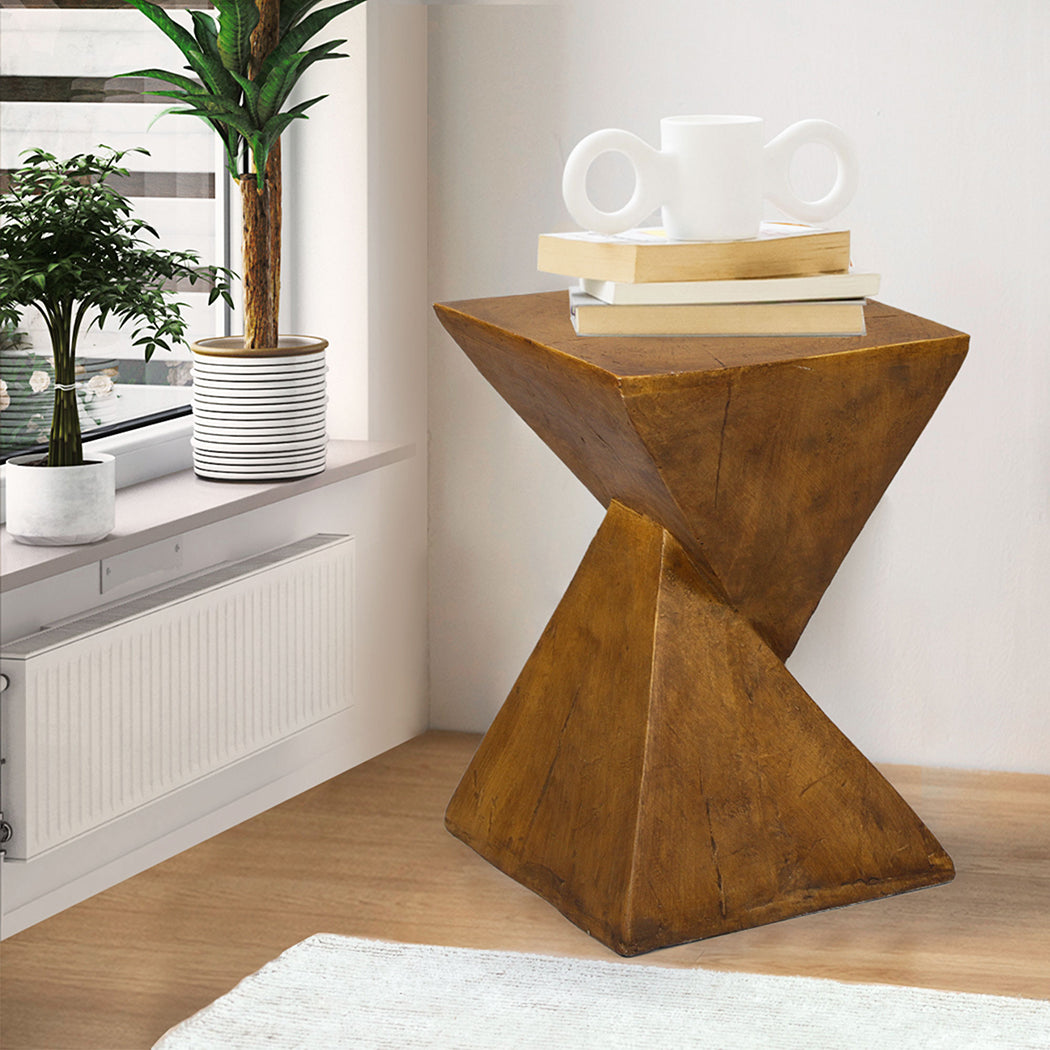 Side Table Terrazzo Geometric Shape Magnesia Stool Stone Style Top 32cm