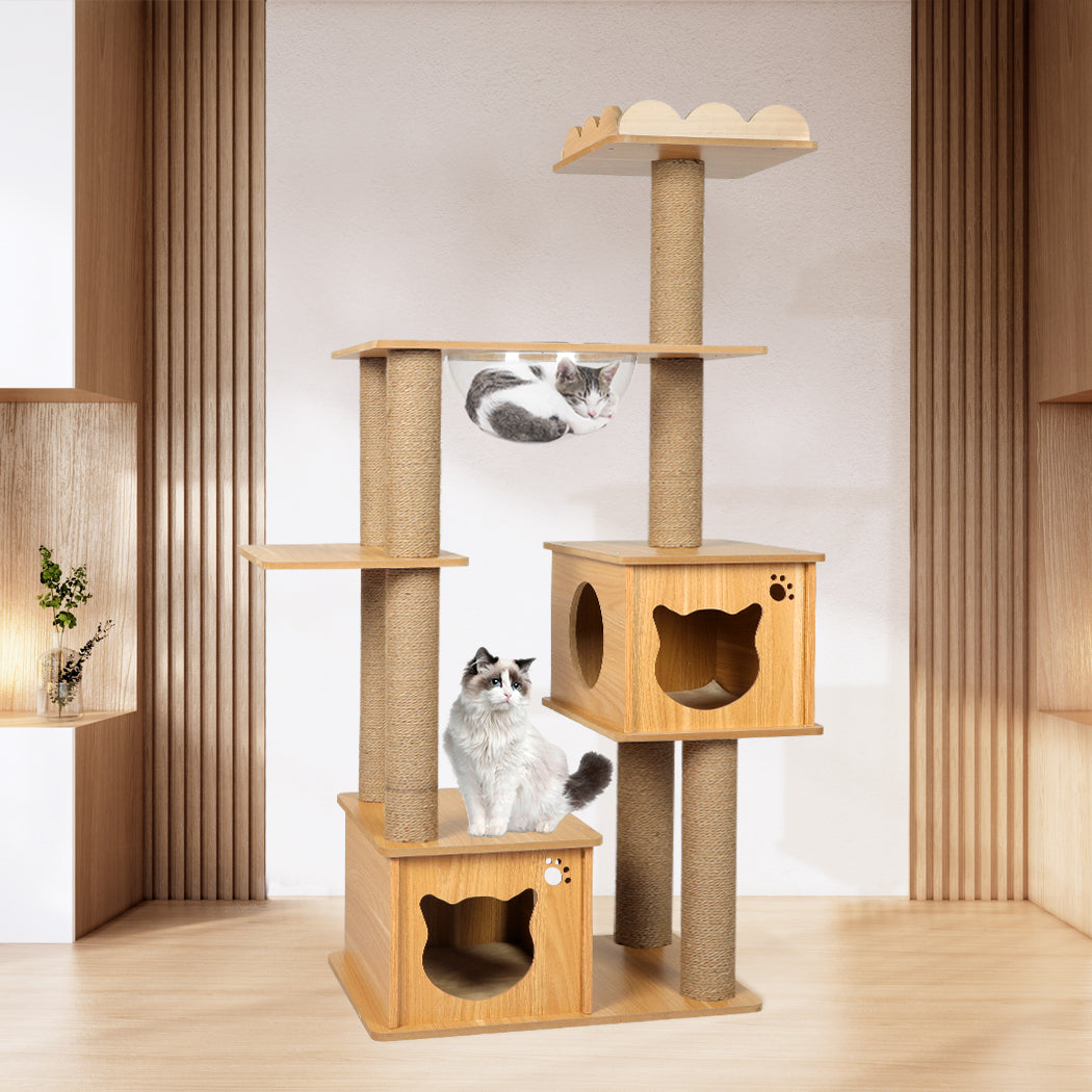 Cat Tree Scratching Post Scratcher Cats Tower Wood Condo Toys House 138cm