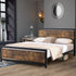 Metal Bed Frame Mattress Base Platform Wooden Industrial Queen Rustic