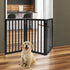 3 Panels Wooden Pet Gate Dog Fence Safety Stair Barrier Security Door Black