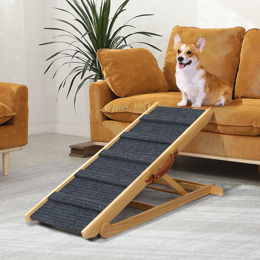 5 Wood Adjustable Height Pet Ramp Stair Bed Sofa Wooden Foldable Portable