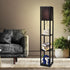 Floor Lamp Storage Shelf LED Wood Standing Reading Corner Light Black
