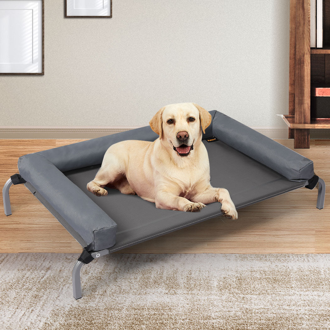 Elevated Pet Bed Dog Puppy Cat Trampoline Hammock Raised Heavy Duty Grey M