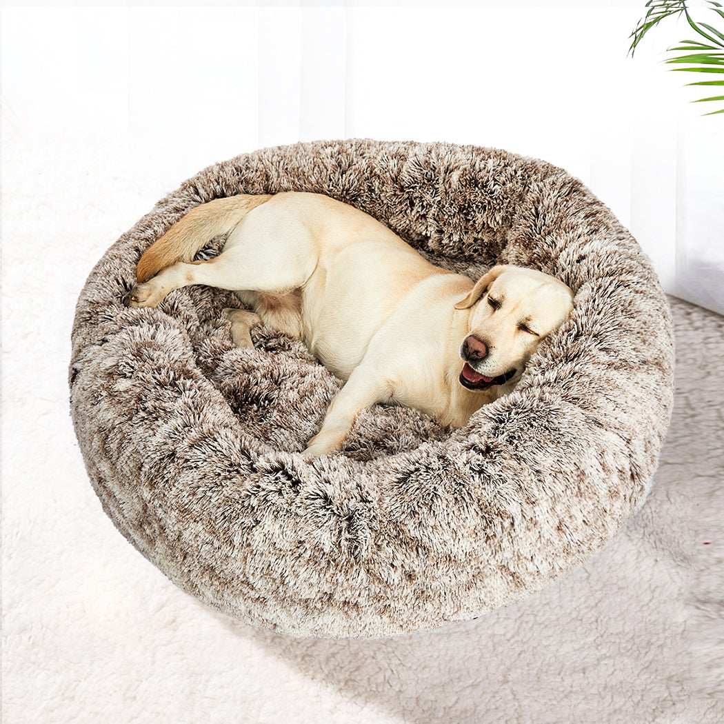 Pet Beds Dog Cat Soft Warm Kennel Round Calming Nest Cave AU Coffee XXL