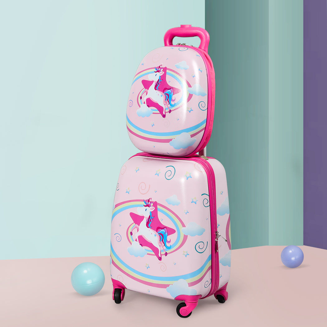 16''13'' 2PCS Kids Luggage Set Travel Suitcase Child Bag Backpack Unicorn