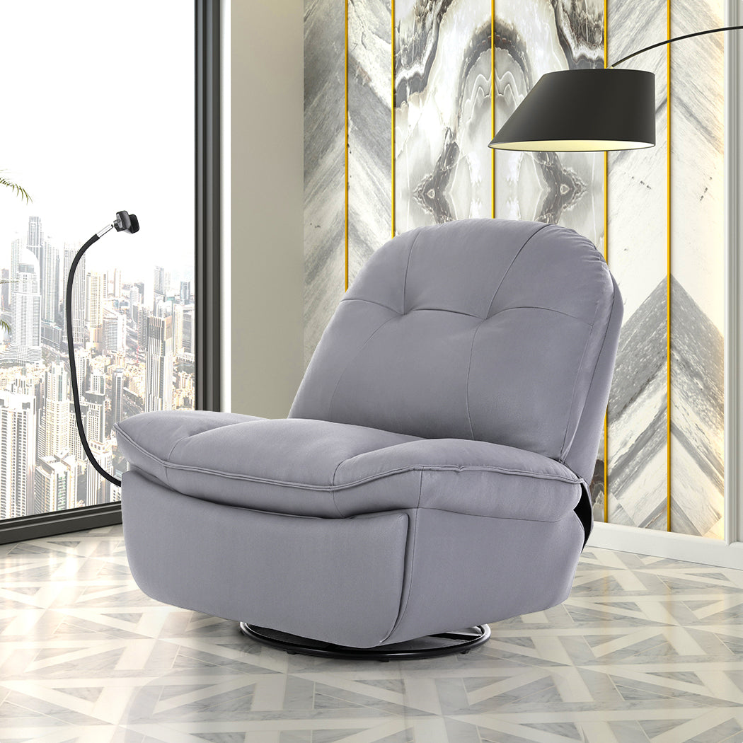 Electric Chair Recliner Swivel Lazy Sofa Armchair Lounge USB Charge Grey