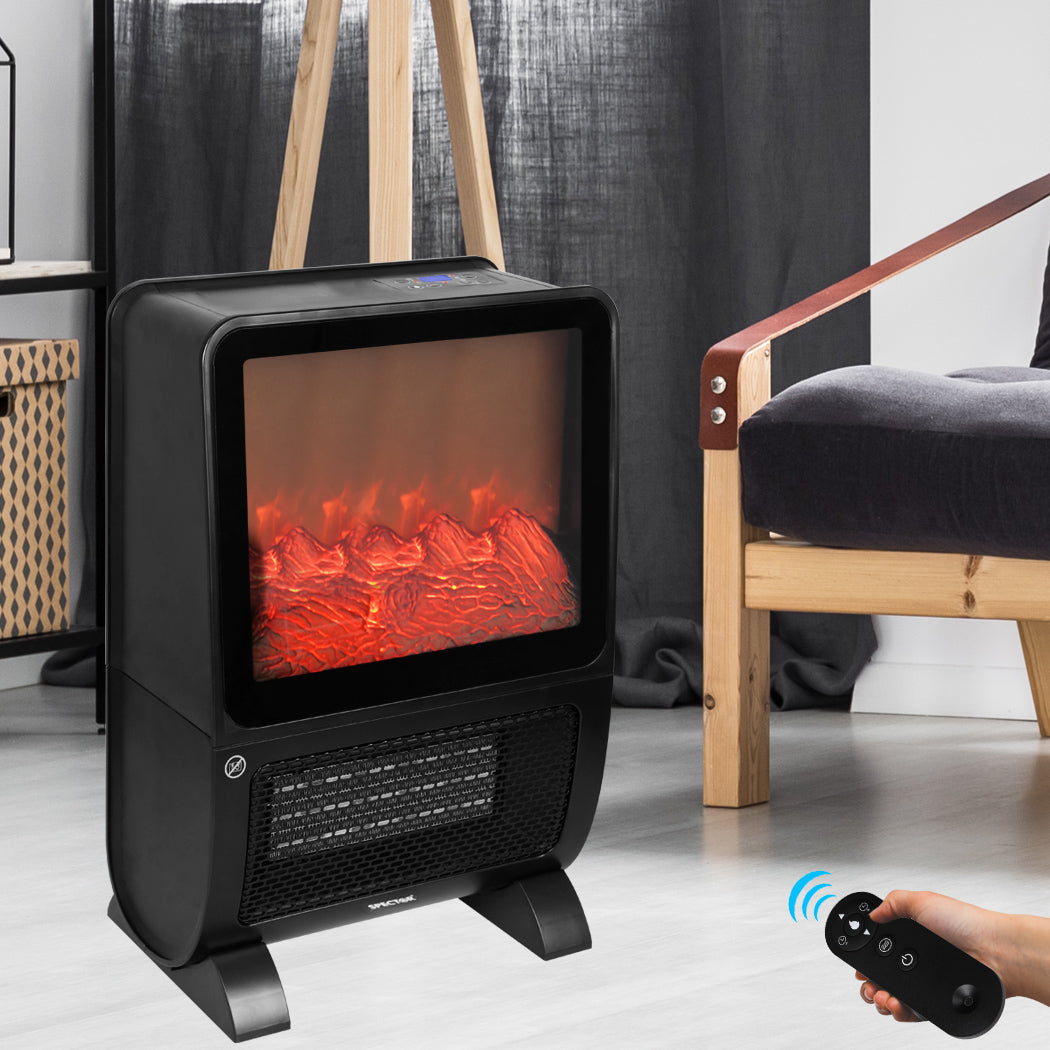 Electric Heater Fireplace Portable 3D Flame Remote Overheat Home 2000W