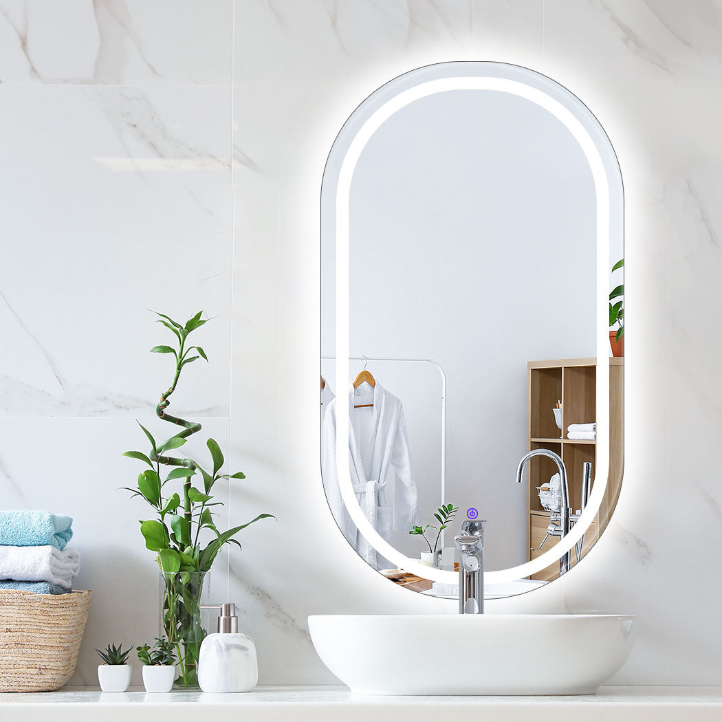 LED Wall Mirror Oval Anti-fog Bathroom Mirrors Makeup Light 60x100cm