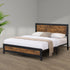 Metal Bed Frame Mattress Base Platform Wooden Rivets Drawers Double