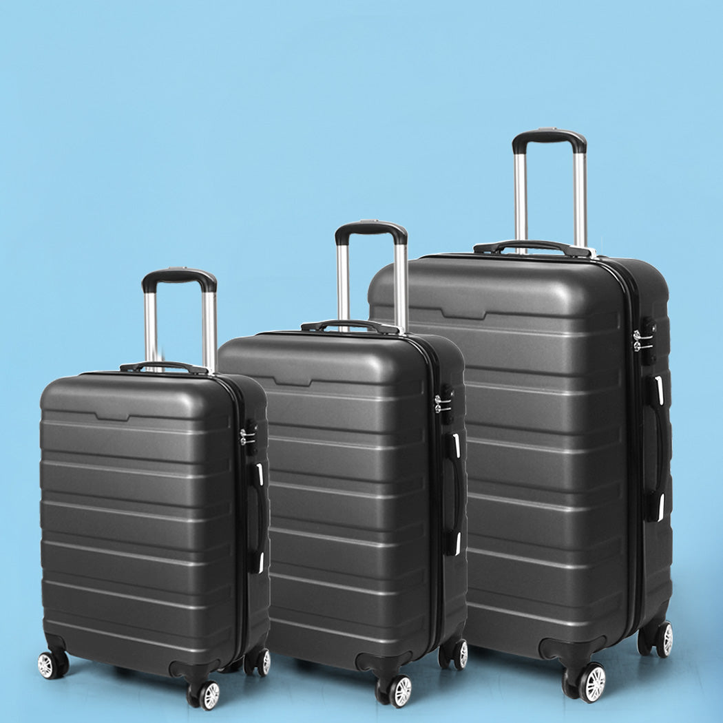 Luggage Suitcase Trolley 3Pcs set 20 24 28 Travel Packing Dark Grey