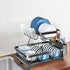 Detachable Dish Drying Rack Cutlery Organizer Drainer Board  2 Tier Black