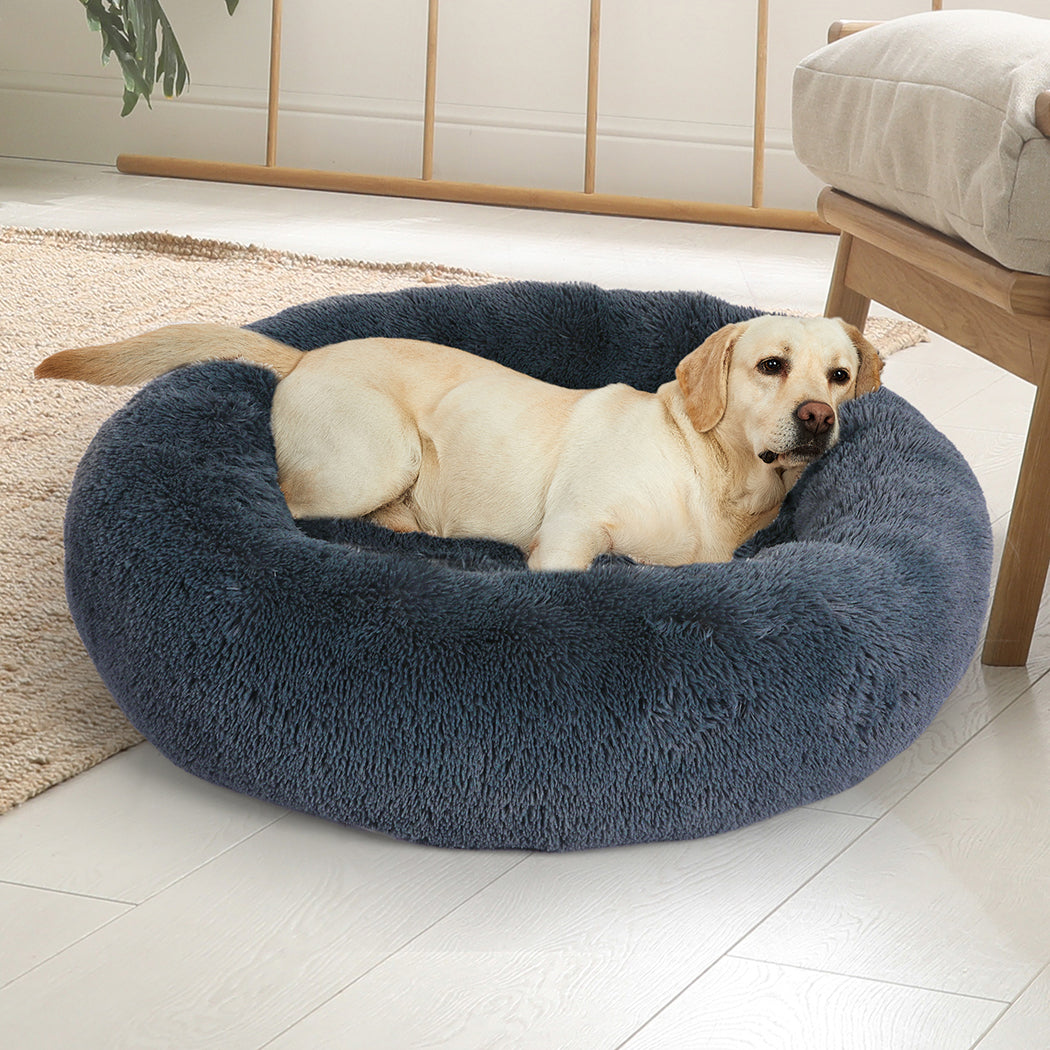 Pet Bed Cat Dog Donut Nest Calming Kennel Cave Deep Sleeping Dark Grey 3XL