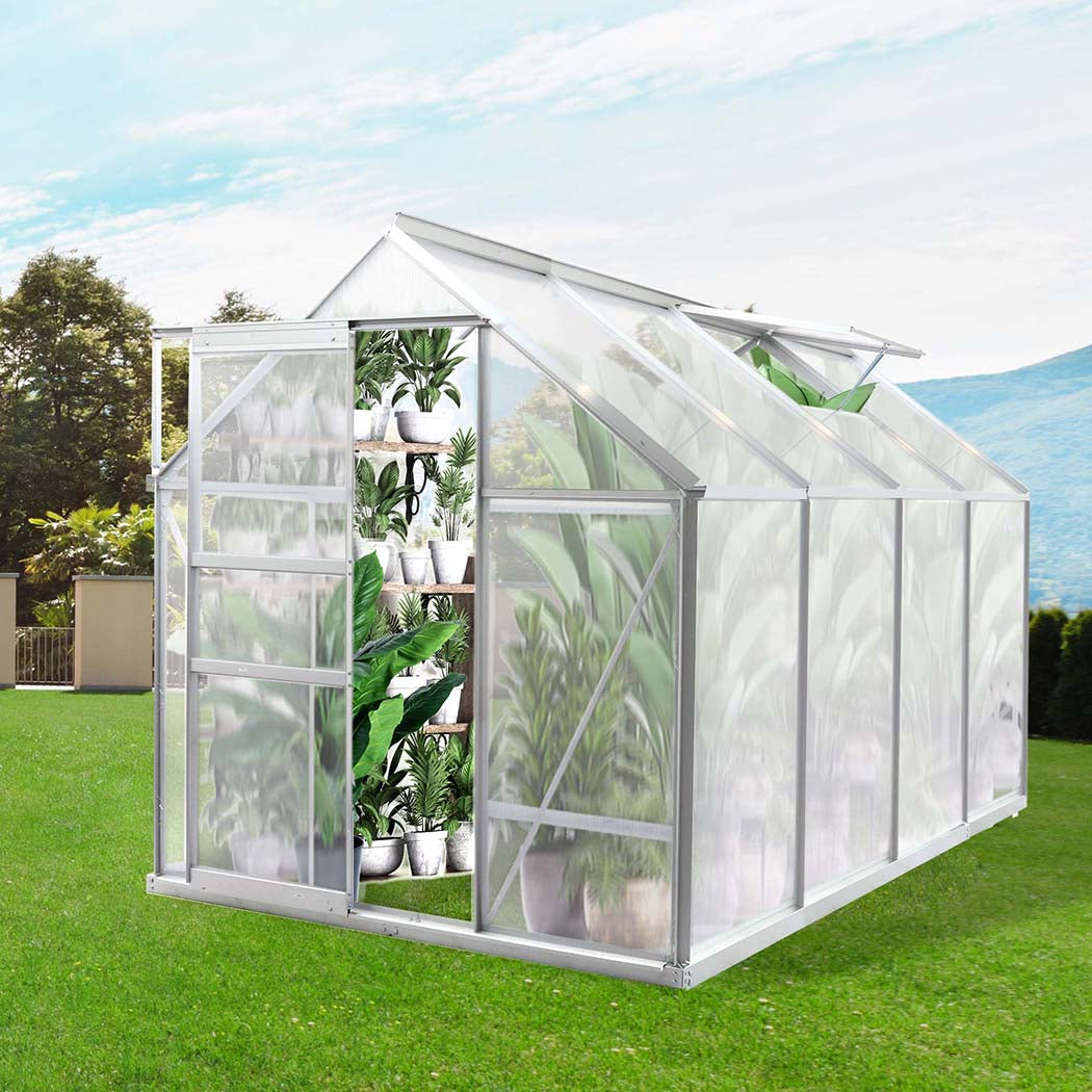 Greenhouse Aluminium Walk In Green House Garden Plant Shed PC 2.54x1.9x1.95