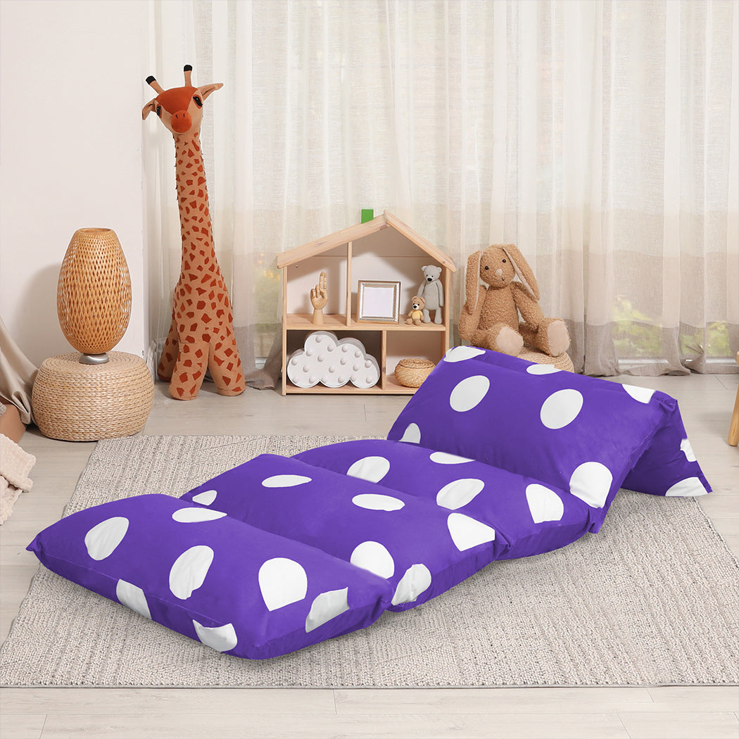 Foldable Mattress Kids Pillow Bed Cushion Sofa Chair Lazy Couch Purple M