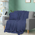 Knitting Throw Blanket Cushion Set Pillow Tassel Fringe Sofa Bed Rug Navy