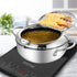 24cm Japanese  Deep Frying Pan Pot with Thermometer Kitchen Tempura Fryer Silver