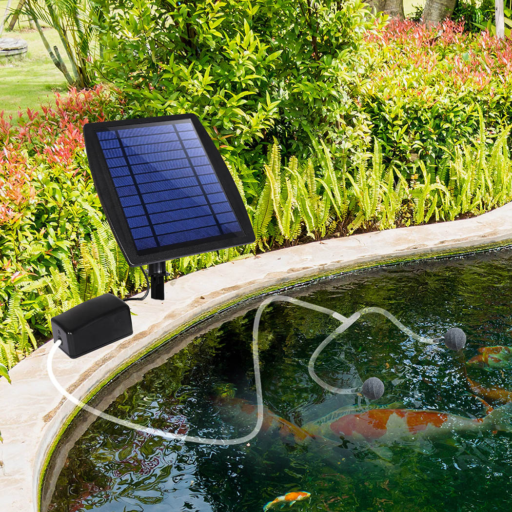 Solar Oxygenator Air Pump Powered Pool Water Pond Outdoor Fish Oxygen Tank