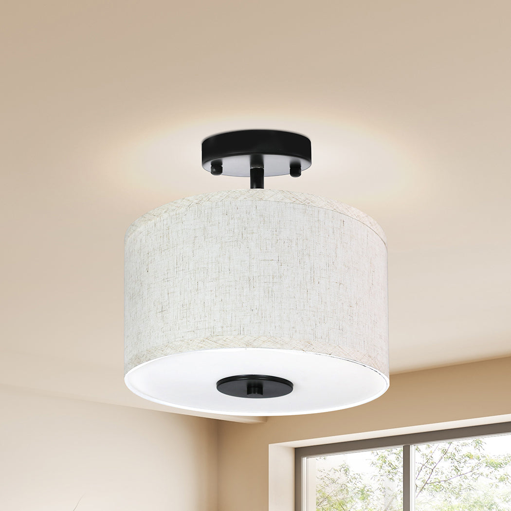 Ceiling Pendant Light 28cm Led Modern Lamp Home Lighting Linen Shade