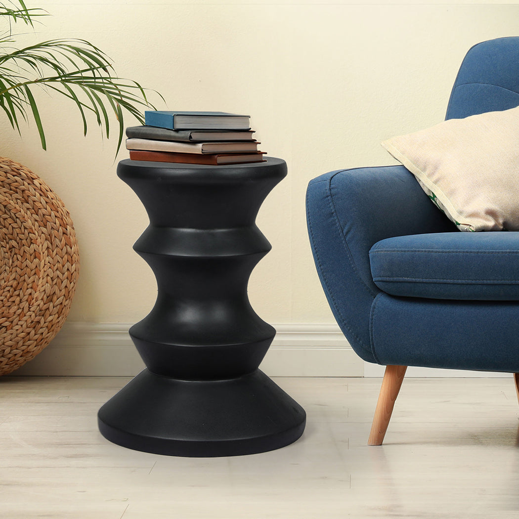 Side Table Geometric Chess Shape Magnesia Stool Stone Style Top 31cm