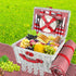 Picnic Basket Set Baskets 4 Person Wicker Outdoor Insulated Cooler Bag Blanket