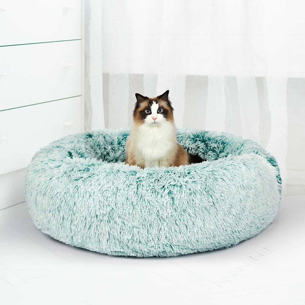 Replaceable Cover For Dog Calming Bed Donut Nest Soft Plush Kennel Teal L