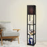 Floor Lamp Storage Shelf LED Wood Standing Reading Corner Light Black