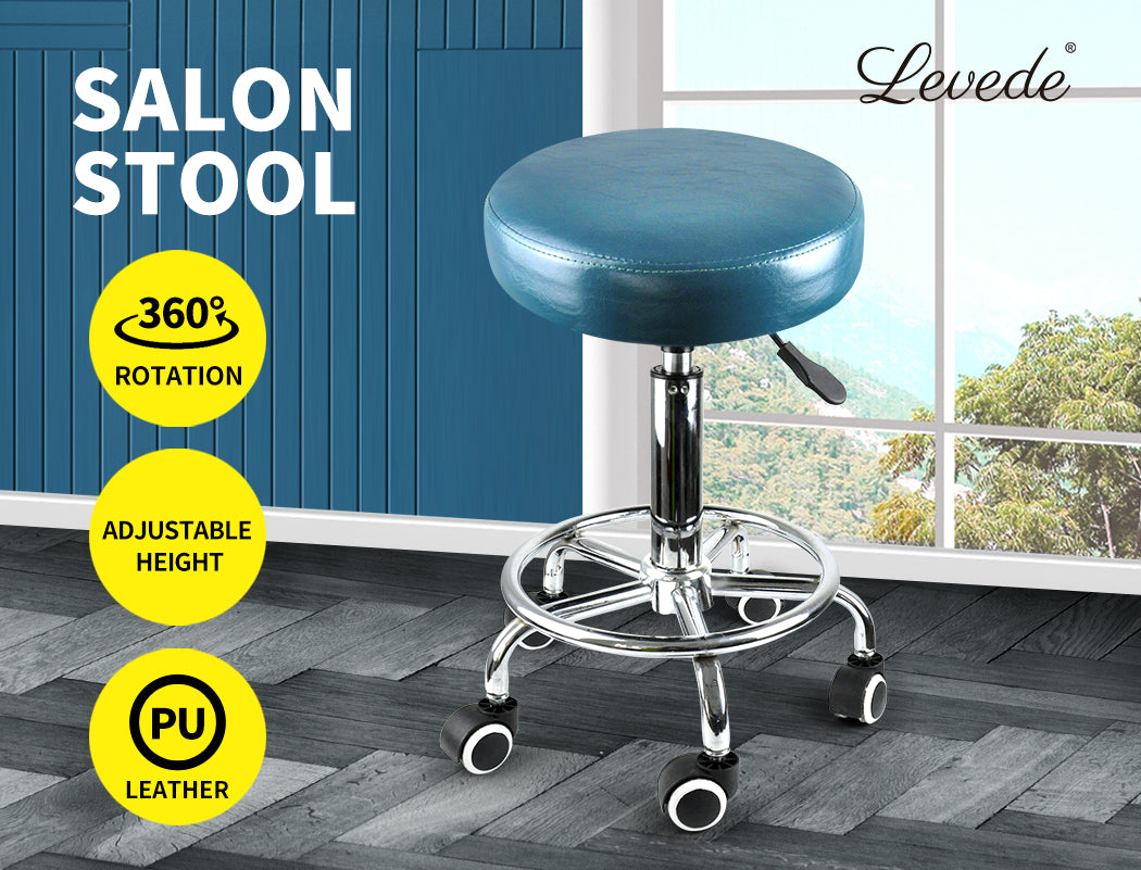 Bar Stools Salon Stool Swivel Barber Dining Chair PU Hydraulic Lift Teal